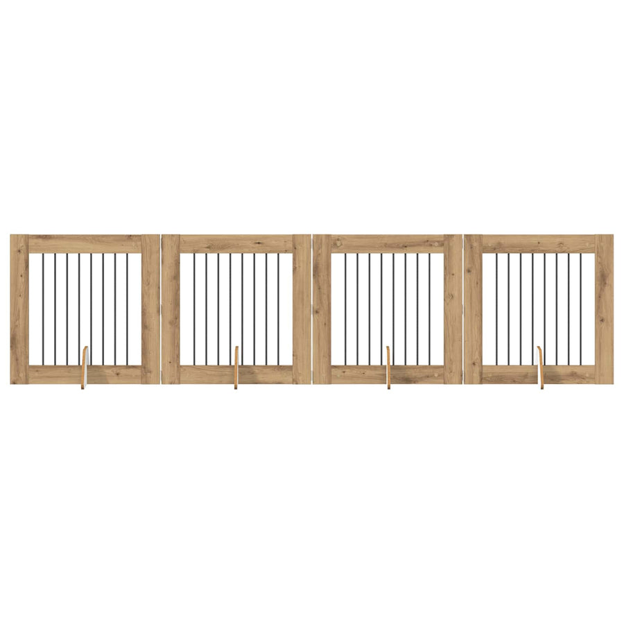 Hondenhekje met standaards 4 pcs Artisanaal eiken 80 x 80 cm
