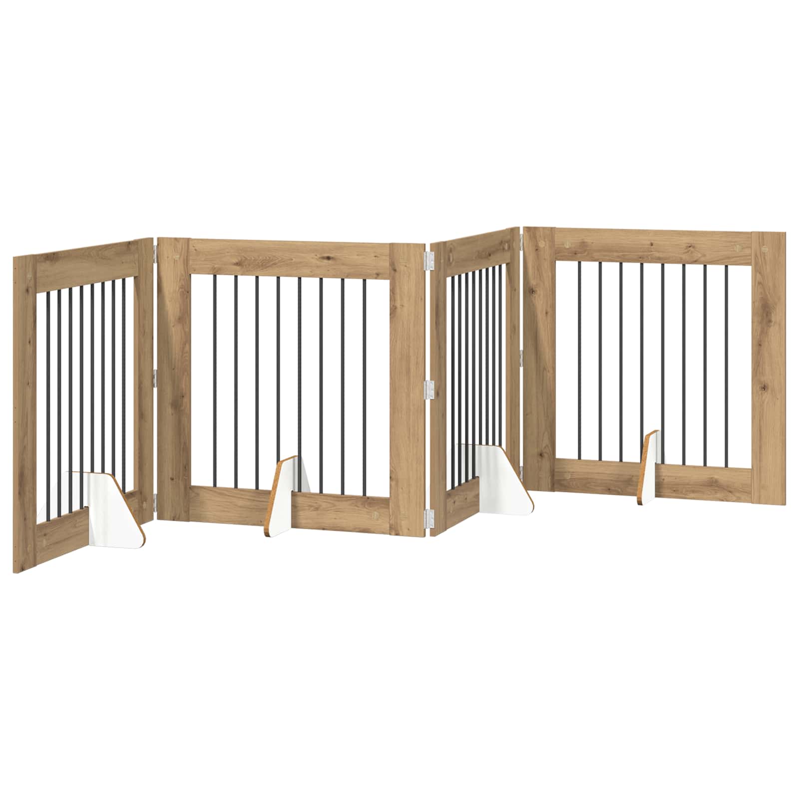 Hondenhekje met standaards 4 pcs Artisanaal eiken 80 x 80 cm