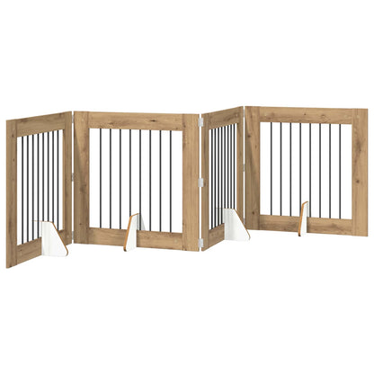 Hondenhekje met standaards 4 pcs Artisanaal eiken 80 x 80 cm