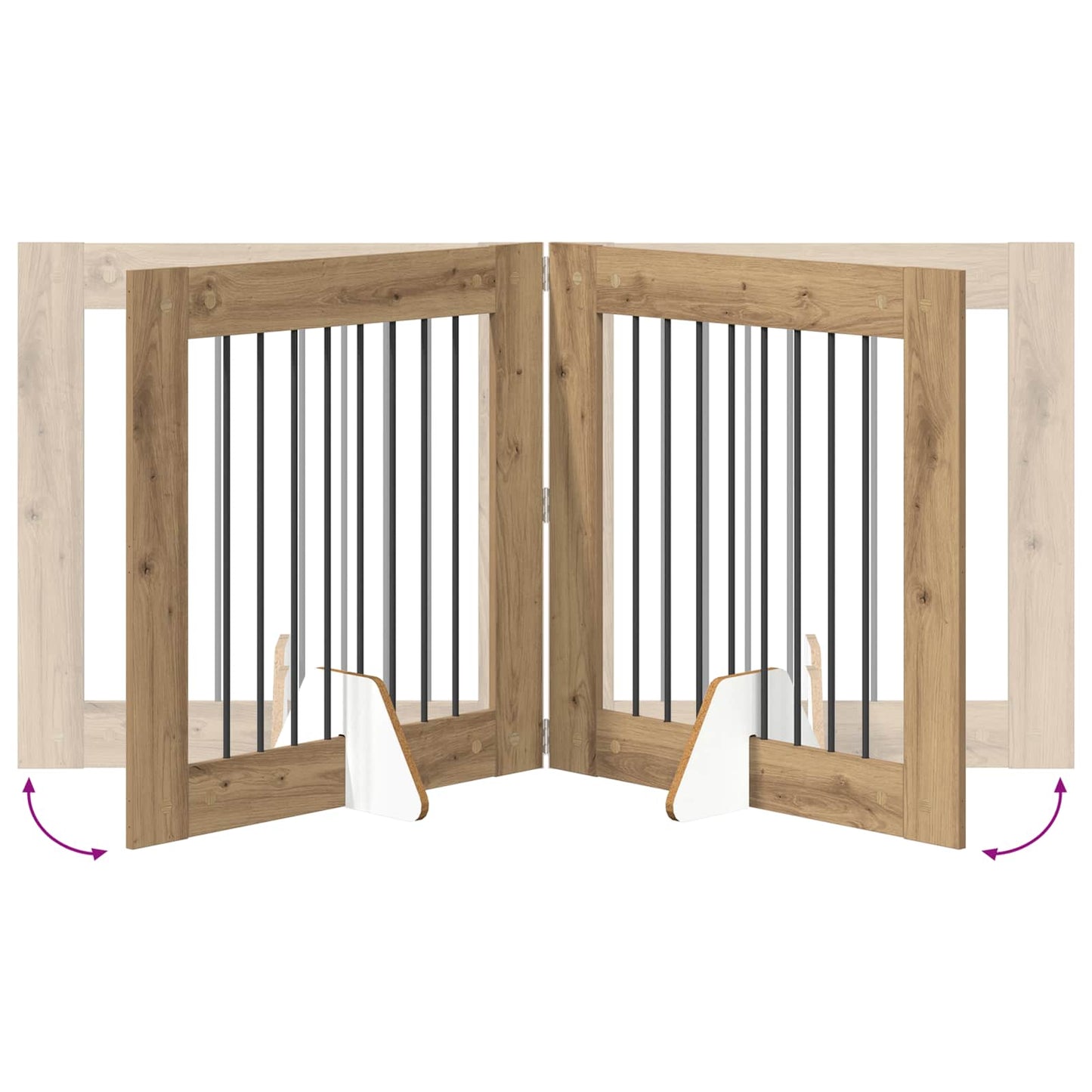 Hondenhekje met standaards 4 pcs Artisanaal eiken 80 x 80 cm