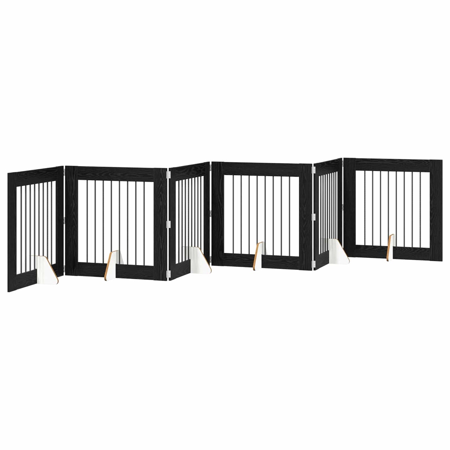 Hondenhekje met standaards 6 pcs Zwart eiken 80 x 80 cm