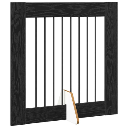 Hondenhekje met standaards 6 pcs Zwart eiken 80 x 80 cm