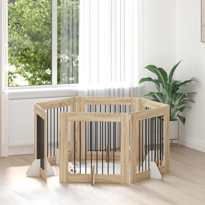 Hondenhekje met standaards 6 pcs Sonoma Eiken 80 x 80 cm