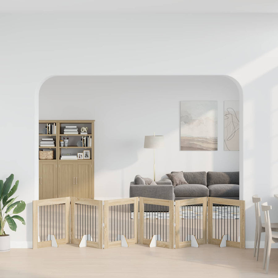 Hondenhekje met standaards 6 pcs Sonoma Eiken 80 x 80 cm
