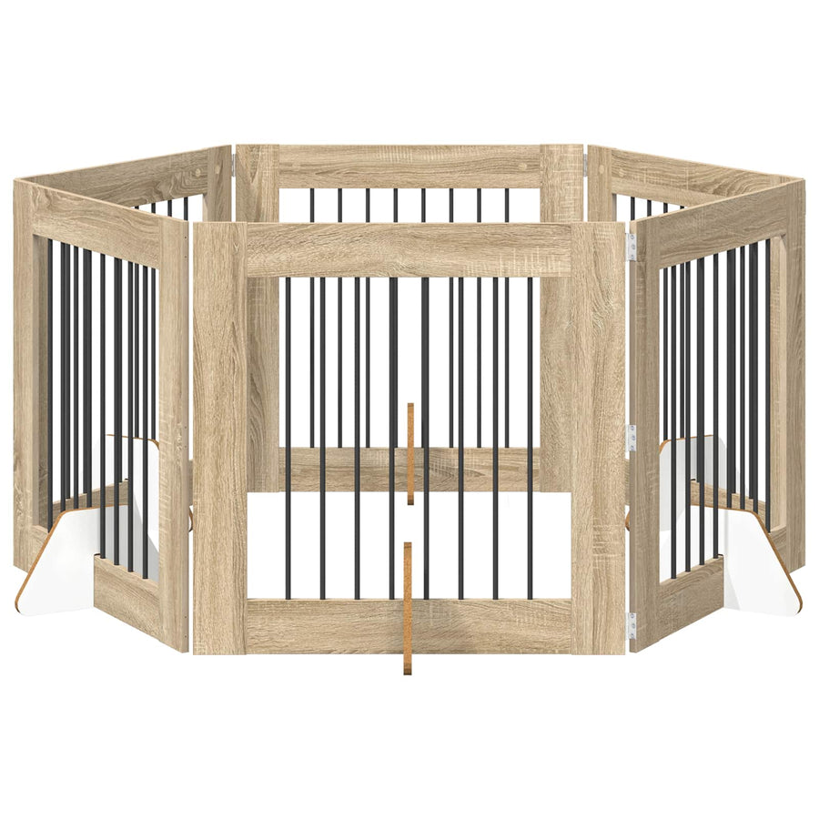 Hondenhekje met standaards 6 pcs Sonoma Eiken 80 x 80 cm
