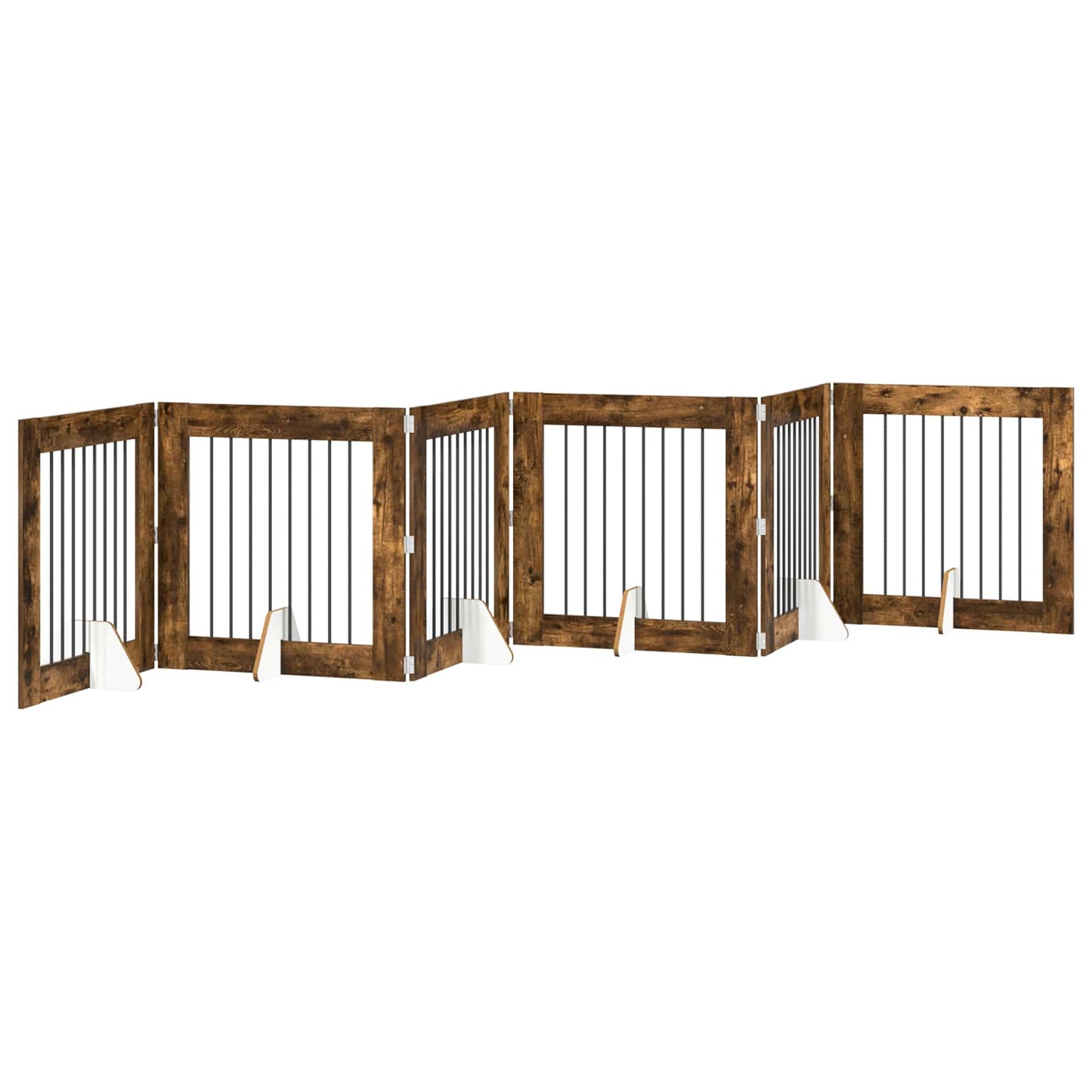 Hondenhekje met standaards 6 pcs Gerookt eiken 80 x 80 cm