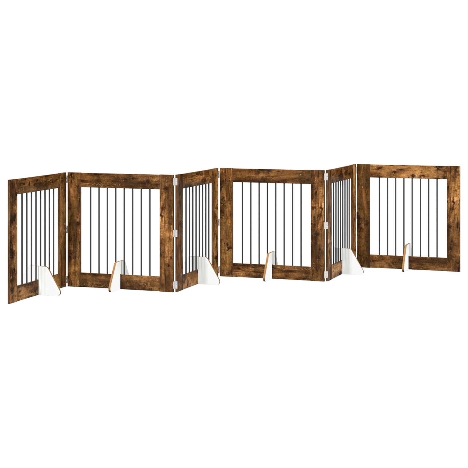 Hondenhekje met standaards 6 pcs Gerookt eiken 80 x 80 cm