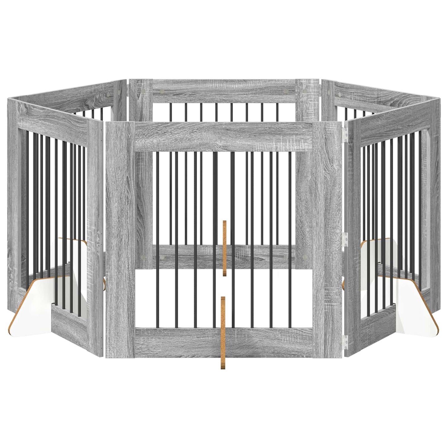 Hondenhekje met standaards 6 pcs Grijs sonoma 80 x 80 cm