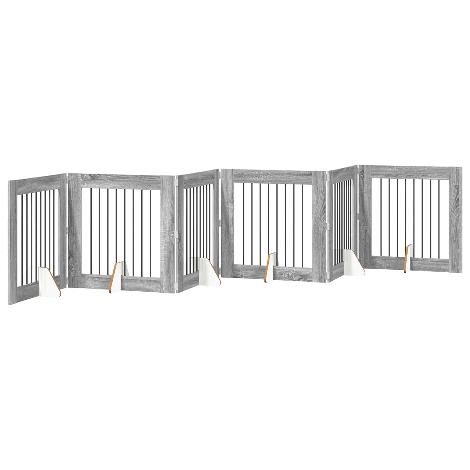 Hondenhekje met standaards 6 pcs Grijs sonoma 80 x 80 cm