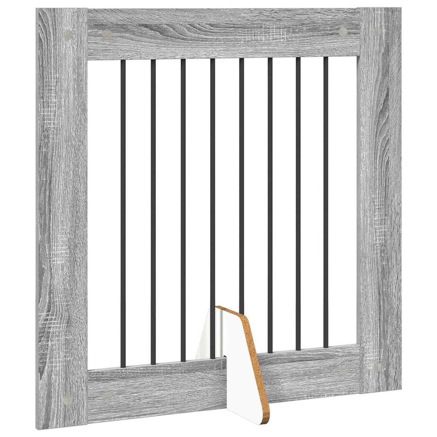 Hondenhekje met standaards 6 pcs Grijs sonoma 80 x 80 cm