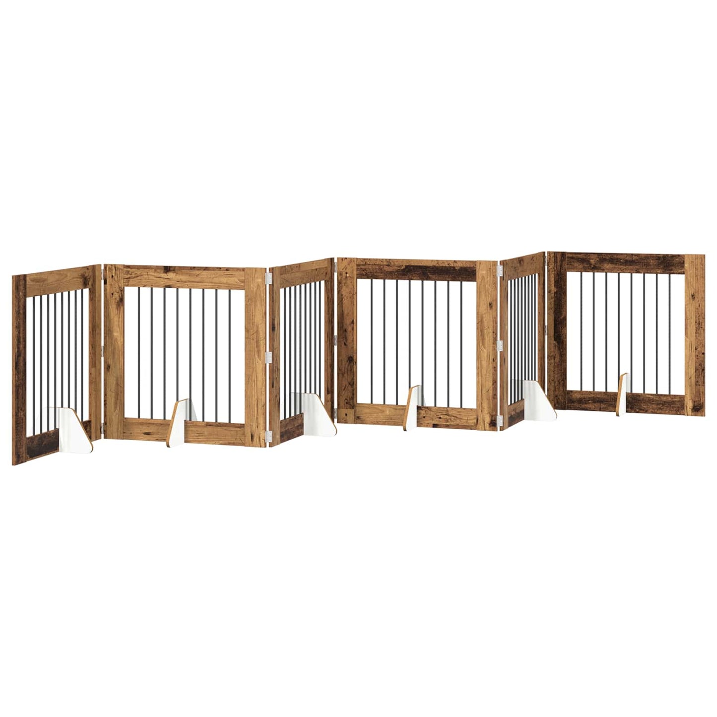 Hondenhekje met standaards 6 pcs Oud hout 80 x 80 cm