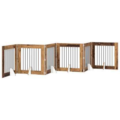 Hondenhekje met standaards 6 pcs Oud hout 80 x 80 cm