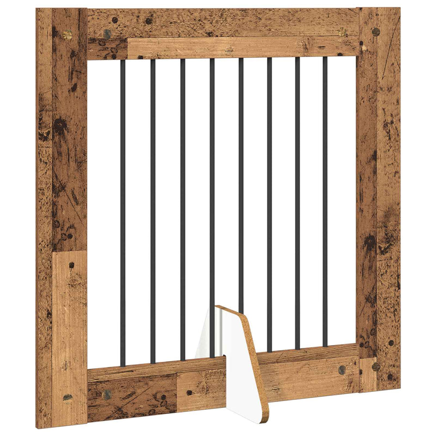 Hondenhekje met standaards 6 pcs Oud hout 80 x 80 cm