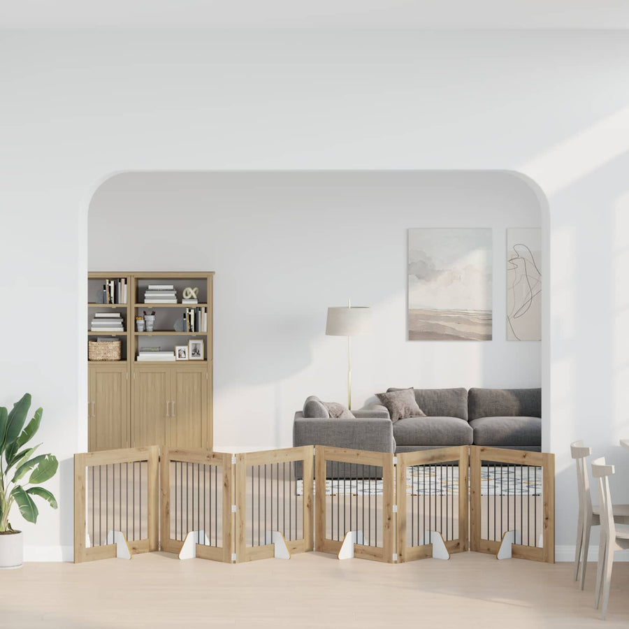 Hondenhekje met standaards 6 pcs Artisanaal eiken 80 x 80 cm