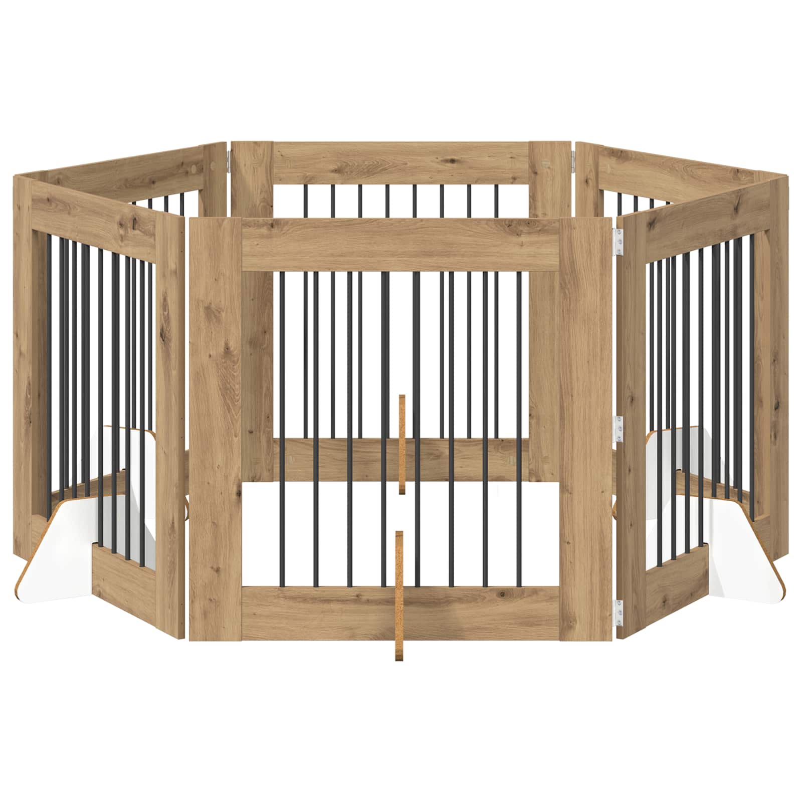 Hondenhekje met standaards 6 pcs Artisanaal eiken 80 x 80 cm
