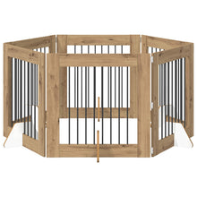 Hondenhekje met standaards 6 pcs Artisanaal eiken 80 x 80 cm