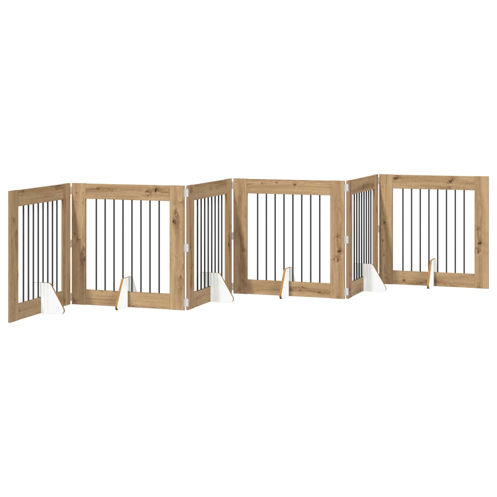 Hondenhekje met standaards 6 pcs Artisanaal eiken 80 x 80 cm