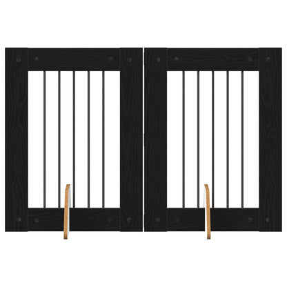 Hondenhekje met standaards 2 pcs Zwart eiken 60 x 80 cm