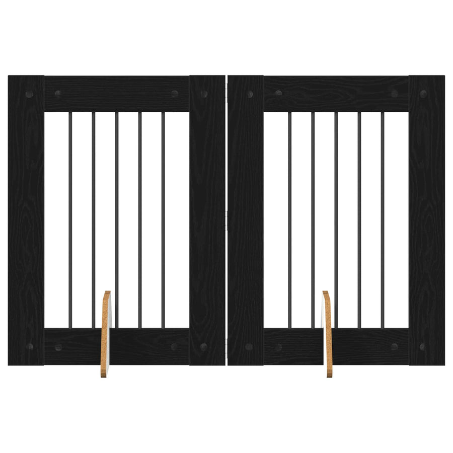 Hondenhekje met standaards 2 pcs Zwart eiken 60 x 80 cm