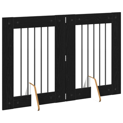 Hondenhekje met standaards 2 pcs Zwart eiken 60 x 80 cm