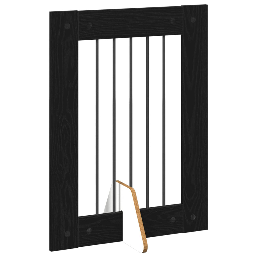 Hondenhekje met standaards 2 pcs Zwart eiken 60 x 80 cm