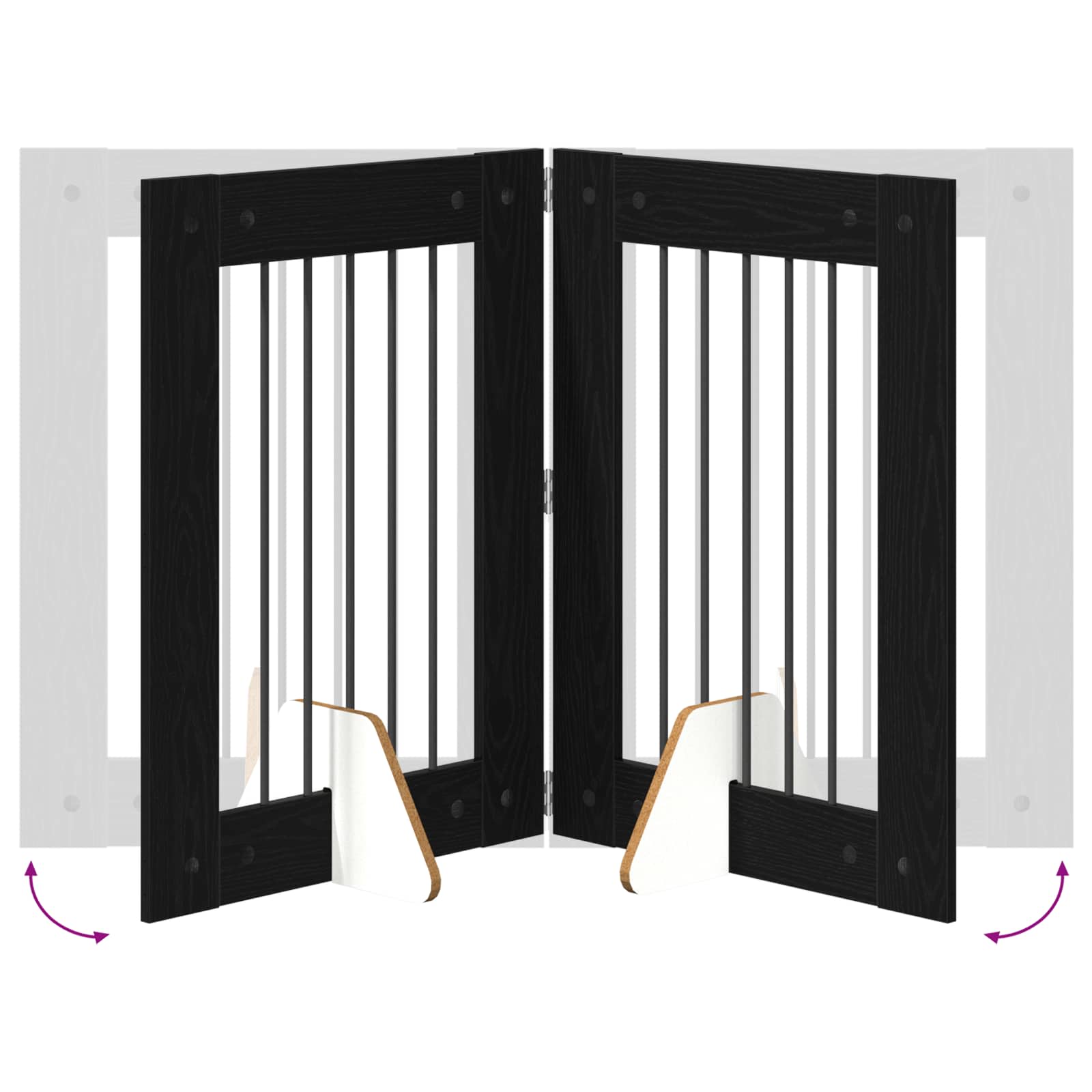 Hondenhekje met standaards 2 pcs Zwart eiken 60 x 80 cm