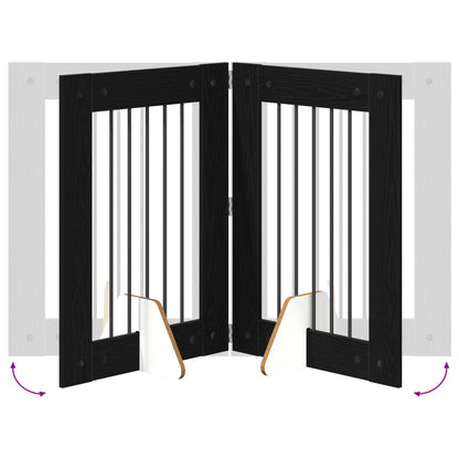 Hondenhekje met standaards 2 pcs Zwart eiken 60 x 80 cm