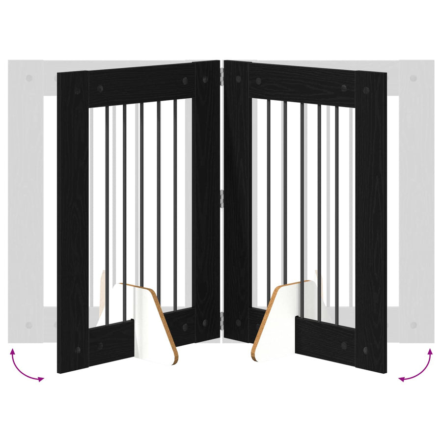 Hondenhekje met standaards 2 pcs Zwart eiken 60 x 80 cm