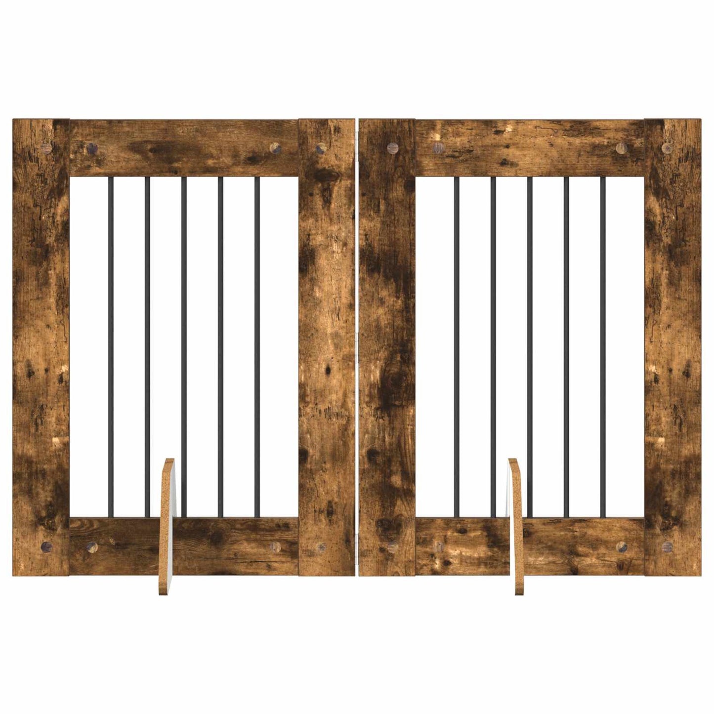 Hondenhekje met standaards 2 pcs Gerookt eiken 60 x 80 cm