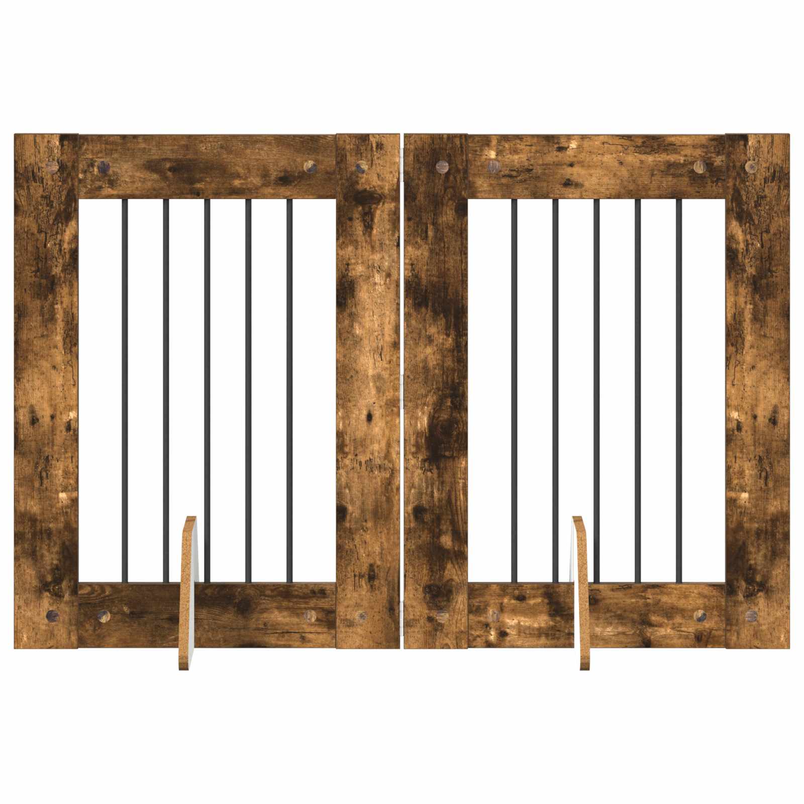 Hondenhekje met standaards 2 pcs Gerookt eiken 60 x 80 cm