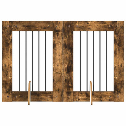 Hondenhekje met standaards 2 pcs Gerookt eiken 60 x 80 cm