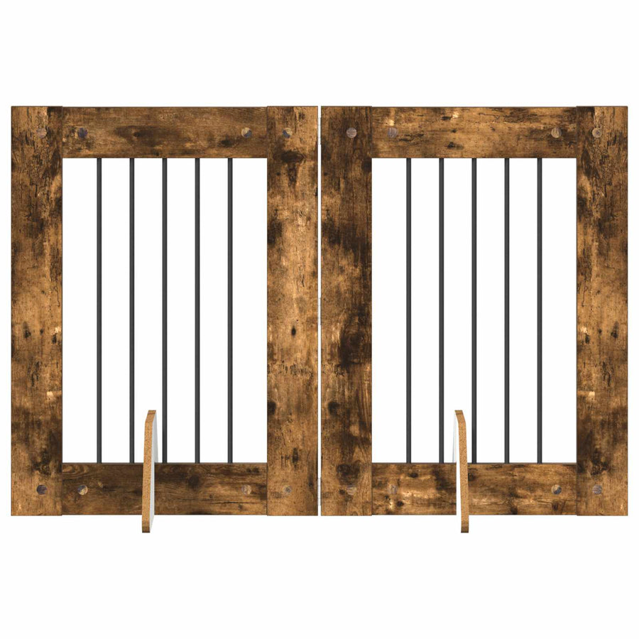 Hondenhekje met standaards 2 pcs Gerookt eiken 60 x 80 cm