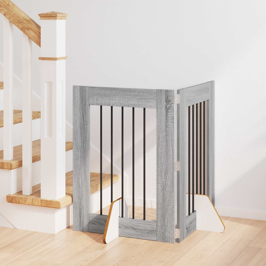 Hondenhekje met standaards 2 pcs Grijs sonoma 60 x 80 cm