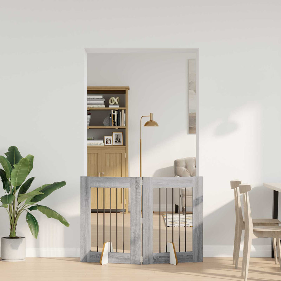 Hondenhekje met standaards 2 pcs Grijs sonoma 60 x 80 cm
