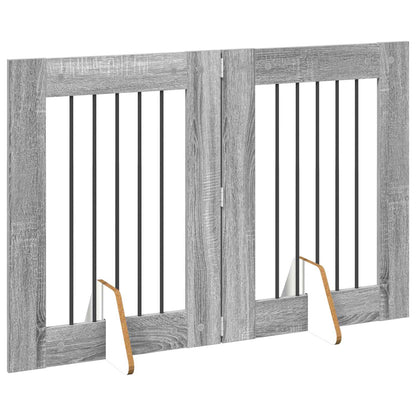 Hondenhekje met standaards 2 pcs Grijs sonoma 60 x 80 cm