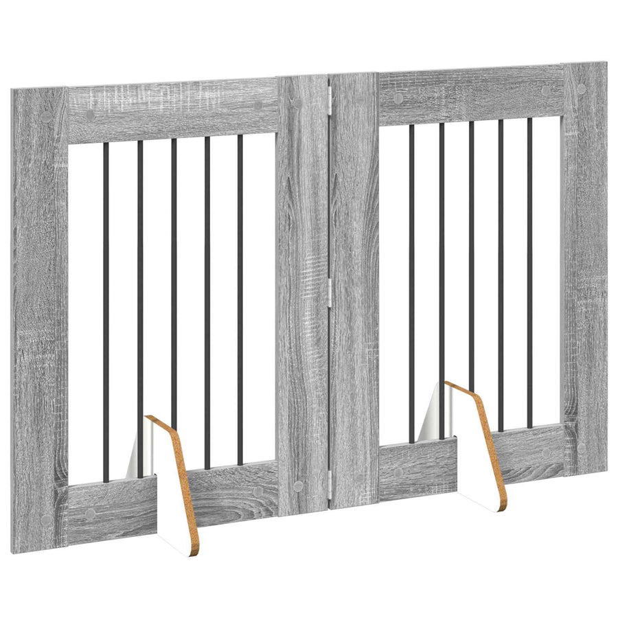 Hondenhekje met standaards 2 pcs Grijs sonoma 60 x 80 cm