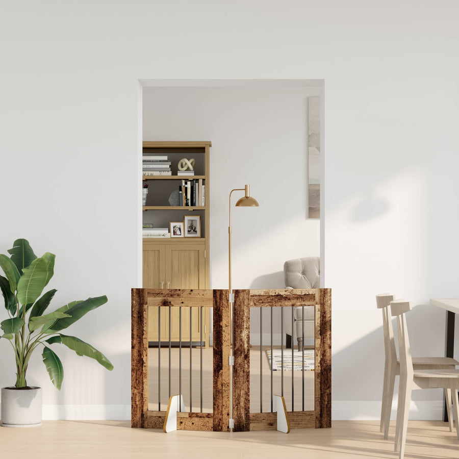 Hondenhekje met standaards 2 pcs Oud hout 60 x 80 cm