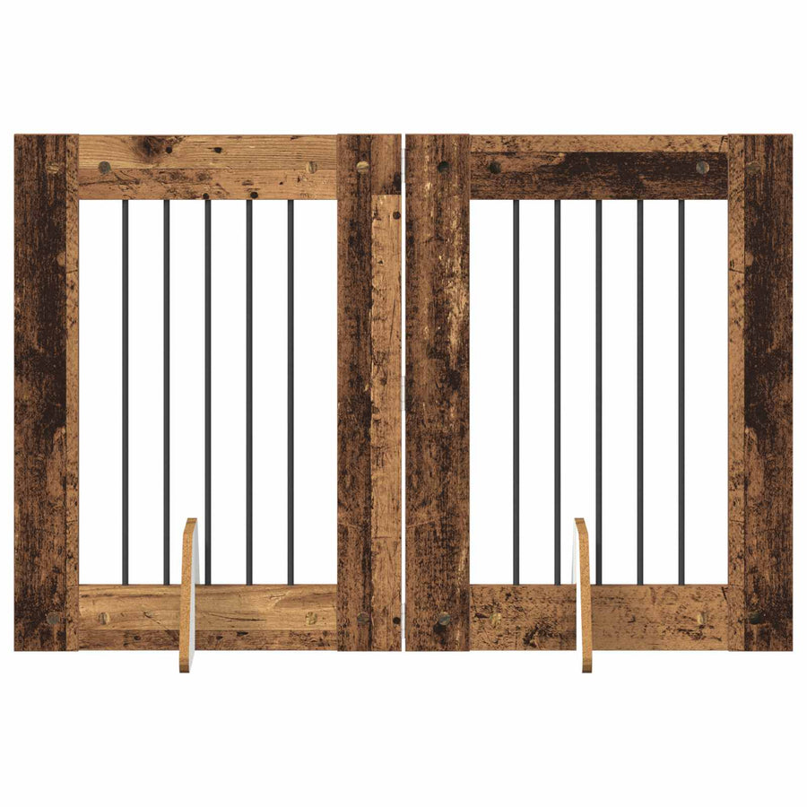 Hondenhekje met standaards 2 pcs Oud hout 60 x 80 cm