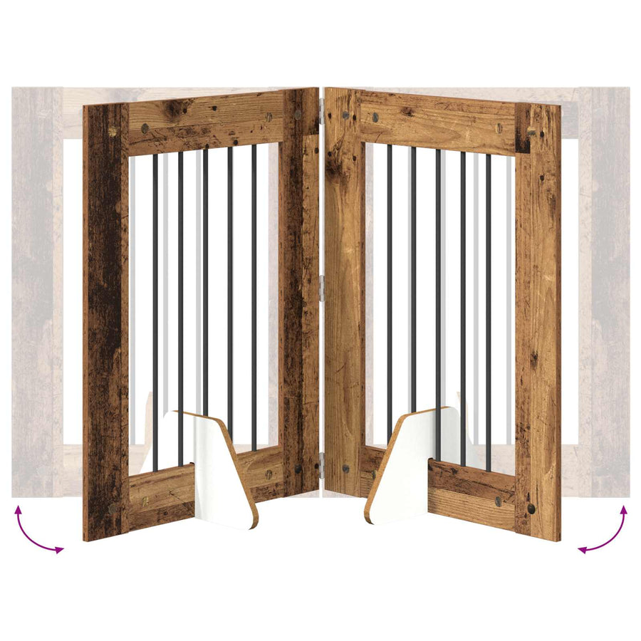 Hondenhekje met standaards 2 pcs Oud hout 60 x 80 cm