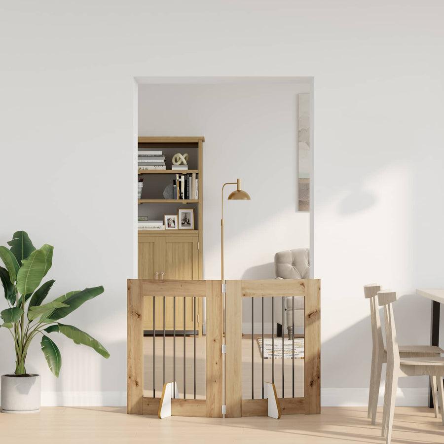 Hondenhekje met standaards 2 pcs Artisanaal eiken 60 x 80 cm