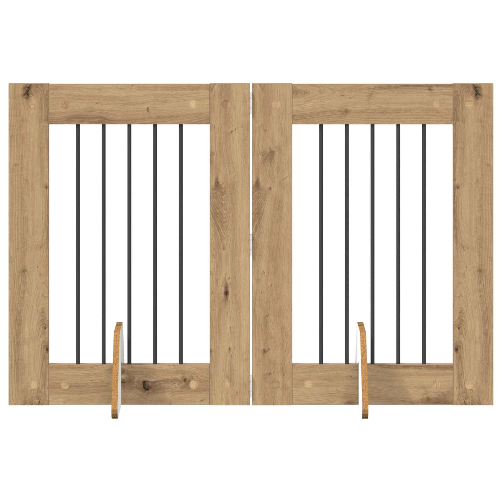 Hondenhekje met standaards 2 pcs Artisanaal eiken 60 x 80 cm