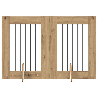 Hondenhekje met standaards 2 pcs Artisanaal eiken 60 x 80 cm