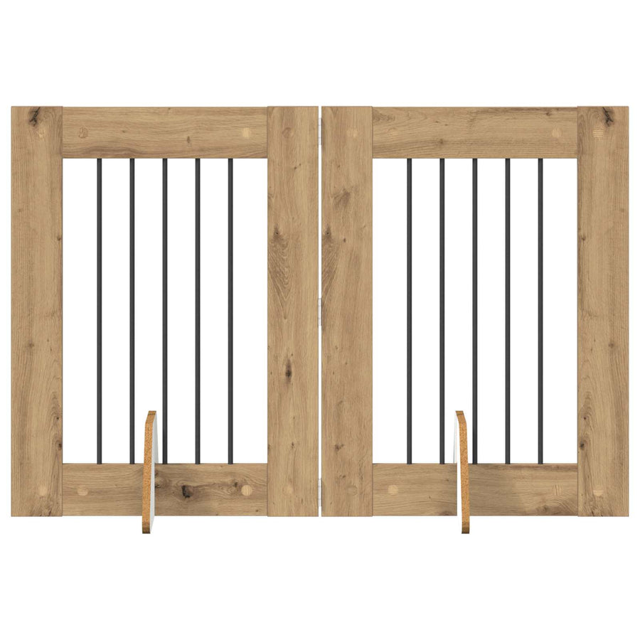 Hondenhekje met standaards 2 pcs Artisanaal eiken 60 x 80 cm
