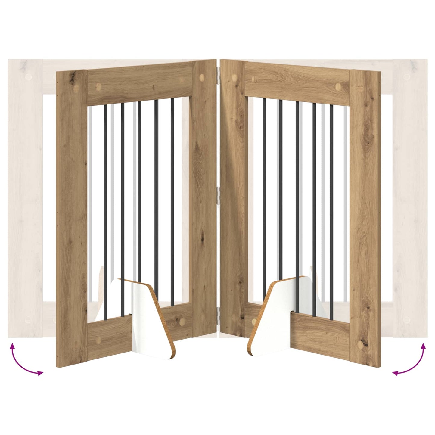 Hondenhekje met standaards 2 pcs Artisanaal eiken 60 x 80 cm