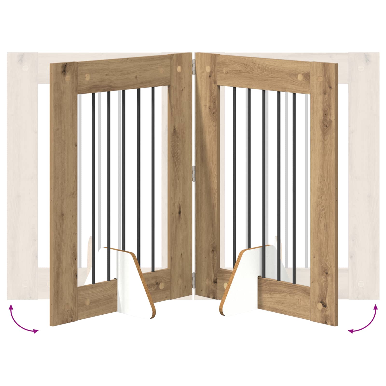 Hondenhekje met standaards 2 pcs Artisanaal eiken 60 x 80 cm