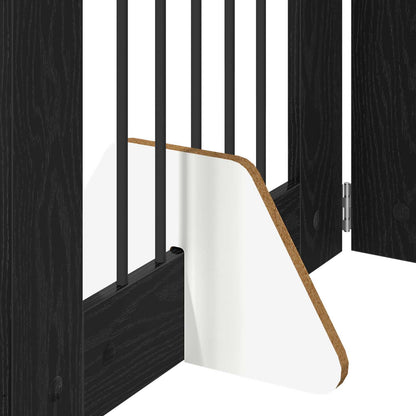 Hondenhekje met standaards 4 pcs Zwart eiken 60 x 80 cm