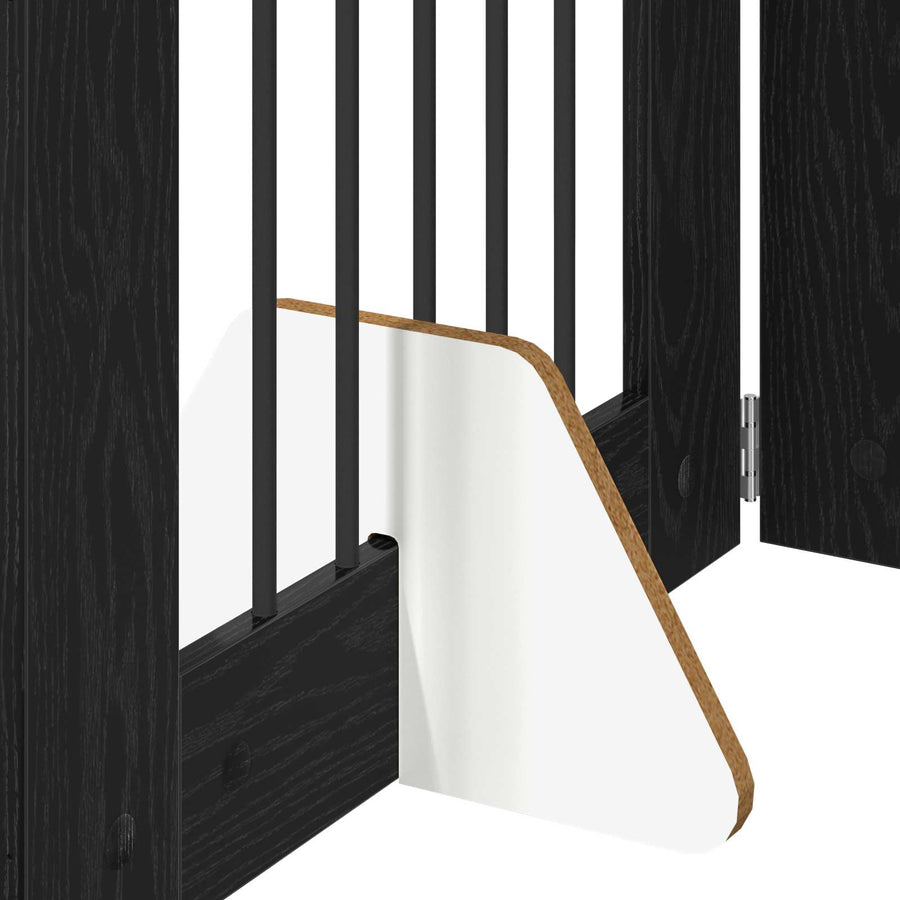 Hondenhekje met standaards 4 pcs Zwart eiken 60 x 80 cm