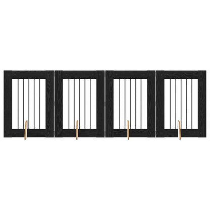 Hondenhekje met standaards 4 pcs Zwart eiken 60 x 80 cm