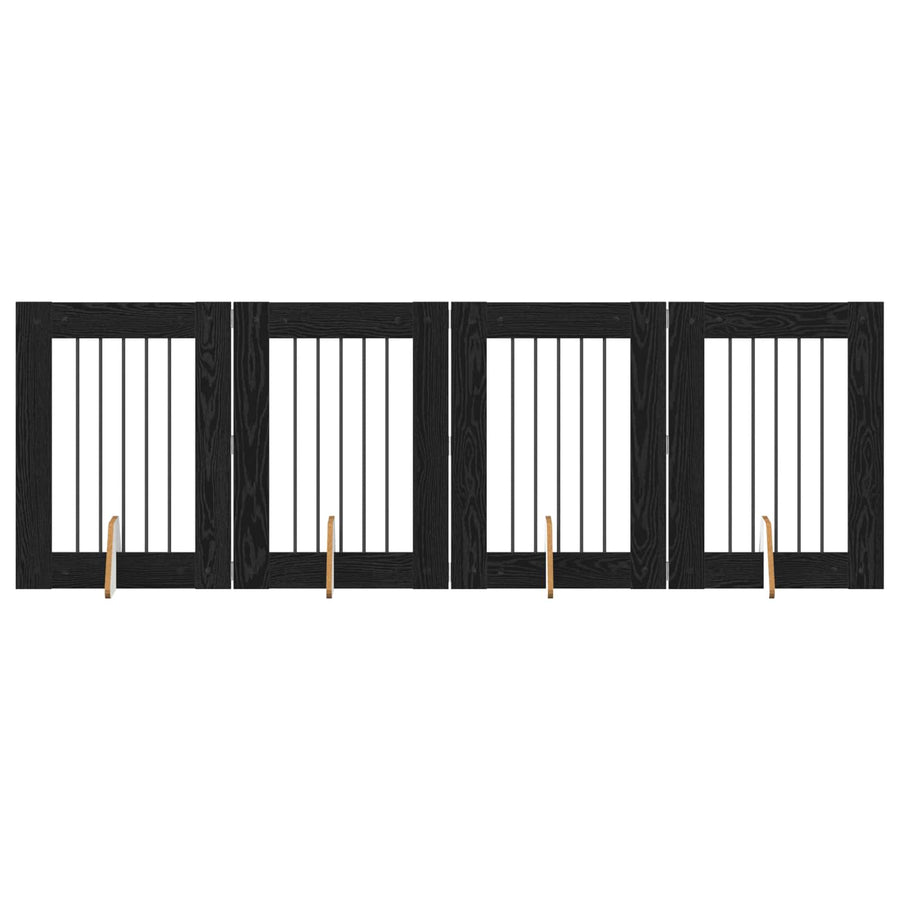 Hondenhekje met standaards 4 pcs Zwart eiken 60 x 80 cm