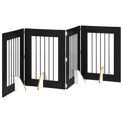 Hondenhekje met standaards 4 pcs Zwart eiken 60 x 80 cm